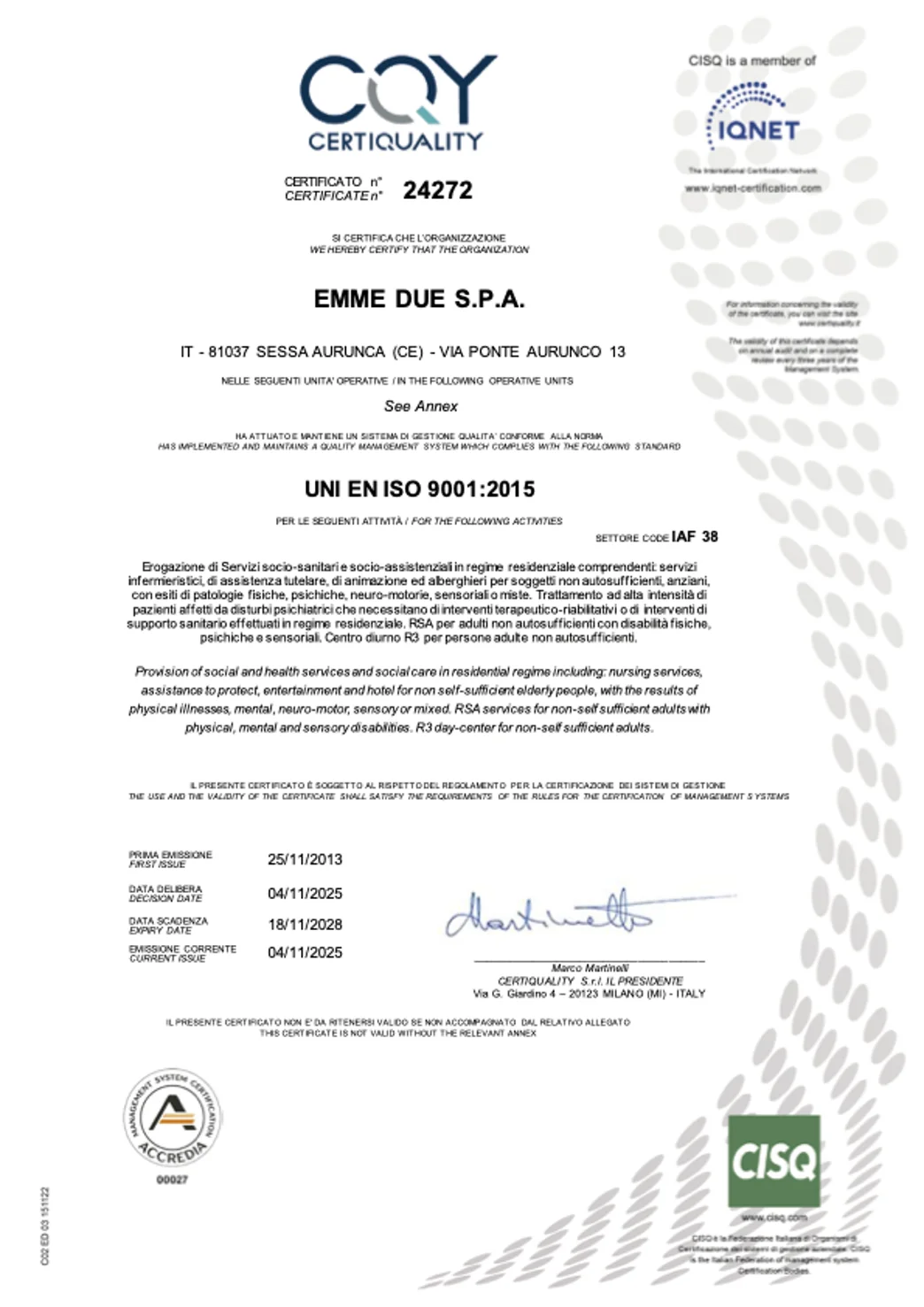 Certificato ISO 9001